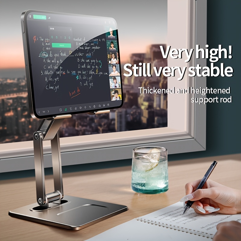 Adjustable Carbon Steel Tablet Stand – 360° Rotating & Foldable Desk Holder