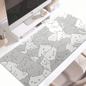 Cute Grey Abstract Animal Mouse Pad – Large Non‑Slip Desk Mat - 31.5*11.8inches(800X300X2mm)