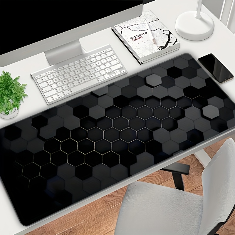 Extra‑Large Hexagonal XL Gaming Mouse Pad – Black/Red Non‑Slip Desk Mat