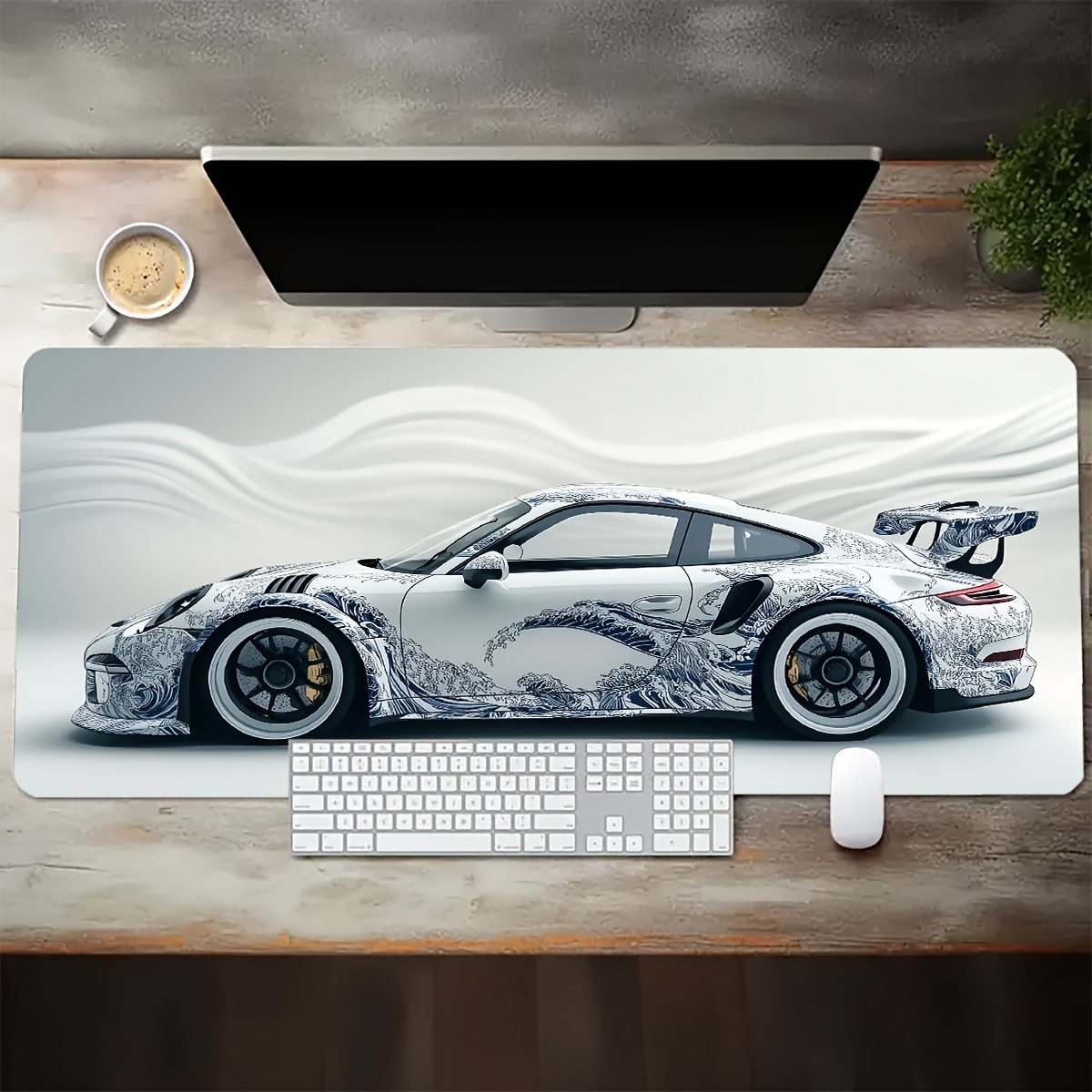 Extra-Large White Sports Gaming Mouse Pad – Waterproof, Non‑Slip Extended Desk Mat