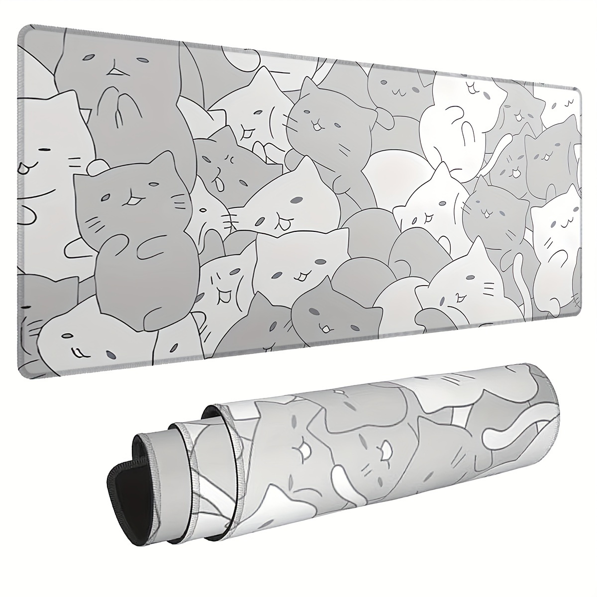 Cute Grey Abstract Animal Mouse Pad – Large Non‑Slip Desk Mat