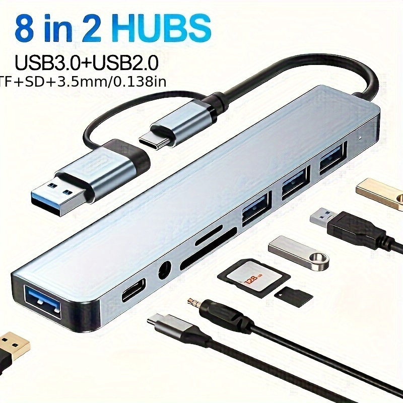 8-in-1 USB Hub with Audio Jack – Expand Your Tablet’s Connectivity